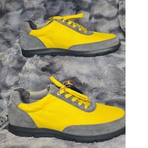 NWB BIRKENSTOCK ILLINOIS SUEDE AND FABRIC Grey/Yellow SNEAKER EU 42 W 11- Narrow